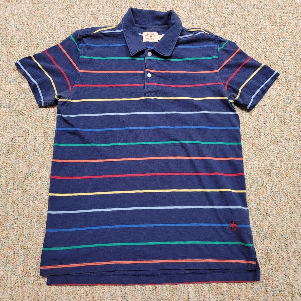 Brooks Brothers Red Fleece Polo Mens Medium Blue Multi Stripe Short Sleeve Shirt
